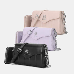 ELLY Women's Shoulder Bag Korean Style – Elegant Pink Handbag with Detachable Mini Wallet for Daily Use