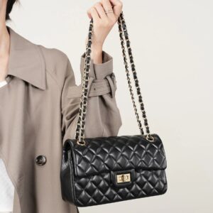 Women's Chain Handbag, Crossbody, Shoulder Bag, Embossed Diamond Pattern, For Ladies To Party, Go Out, Size 23