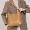 Women's Leather Tote Shoulder Bag, Soft Genuine Leather, For School And Work Size 25
