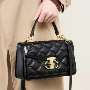 Women's 8.7" Retro Quilted Embossed Leather Bag – Versatile Crossbody, Shoulder, and Handbag with Classic Design