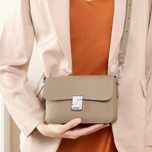 Women’s Crossbody Bag – 7.5" Genuine Leather Handbag with Metal Lock – High-Quality Niche Style Basic Design