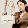 Women's Crossbody Shoulder Bag Embossed Floral Pattern High Quality Cowhide Size 25 For Ladies To Party Or Go Out