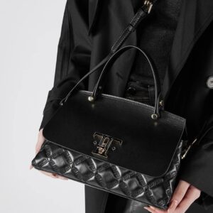 Genuine Leather Handle Satchel – 11" Elegant Korean Style Women's Crossbody Shoulder Bag