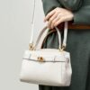 Women's Satchel Crossbody Shoulder Bag – Premium Crocodile-Embossed Genuine Cowhide Leather – Basic Structured Design Size 21 (8.3")
