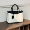 Women's Handbag – Stylish Black and White for Office Wear, Structured Design in Premium Faux Leather